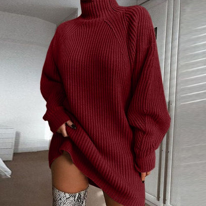 Élise | Robe-Pull Longue Col Roulé pour un Hiver Confortable et Stylé