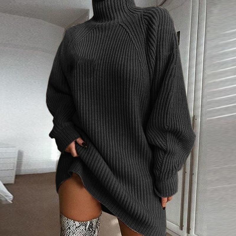 Élise | Robe-Pull Longue Col Roulé pour un Hiver Confortable et Stylé
