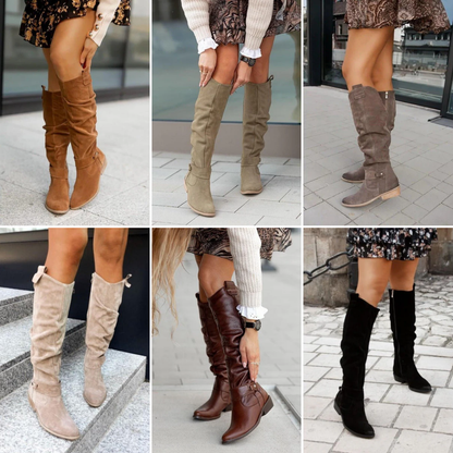 Rivani™ | Bottes hauteur genou en daim doux — style artisanal & confort urbain