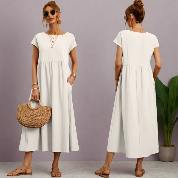 Robe Légère En Coton Doux Avec Poches