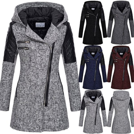 Manteau À Capuche Hivernal En Laine Pour Femmes