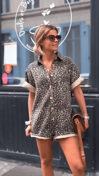 Robe Chemise En Coton À Imprimé Léopard