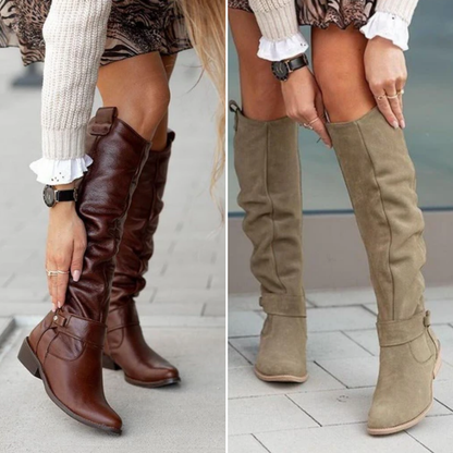 Rivani™ | Bottes hauteur genou en daim doux — style artisanal & confort urbain