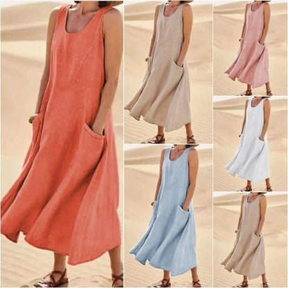 Robe Sans Manches En Coton & Lin