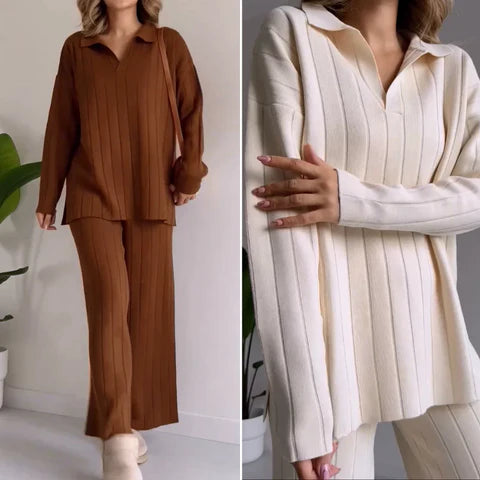 Ensemble Victoria Deux Pièces Avec Pull À Col en V
