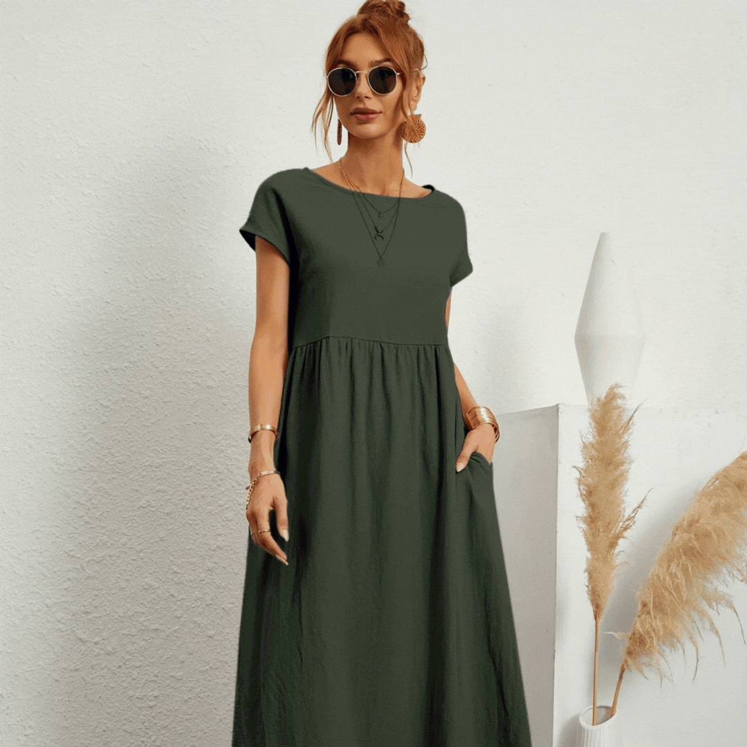 Robe Légère En Coton Doux Avec Poches