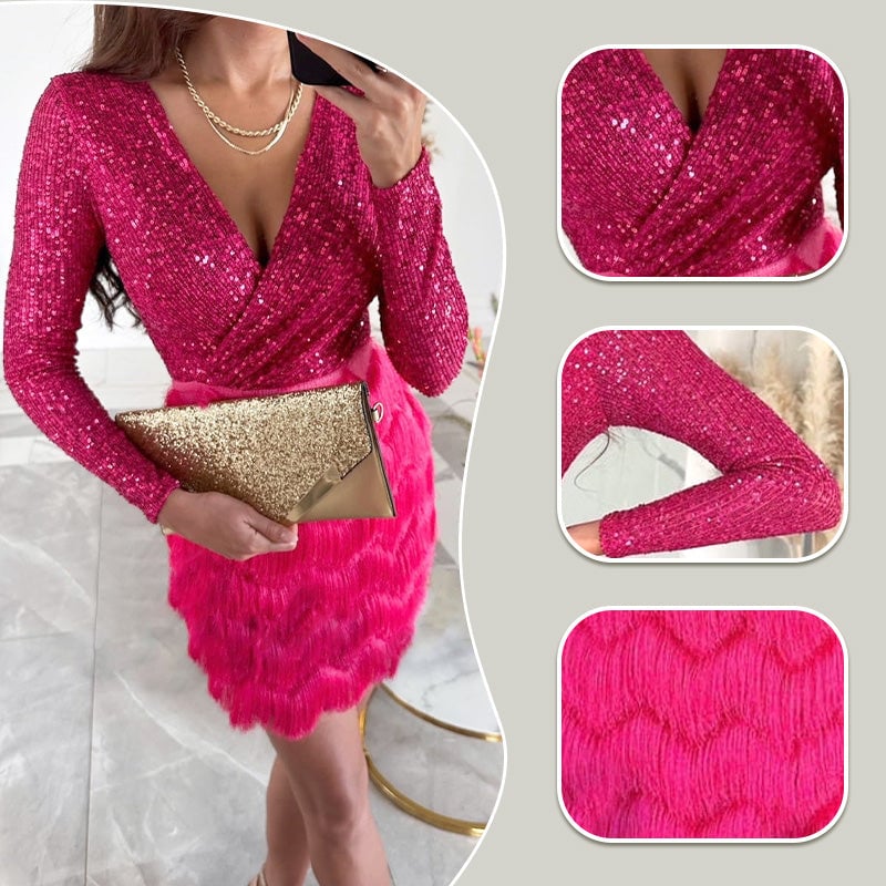 Robe À Franges En Paillettes Élégante