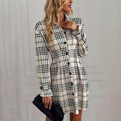Robe-Chemise À Carreaux Avec Manches Longues