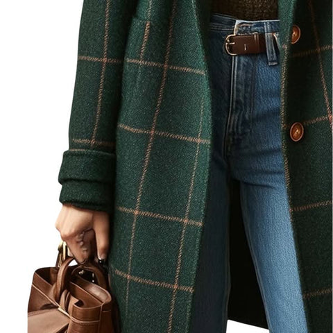 Manteau À Carreaux Classique En Lin