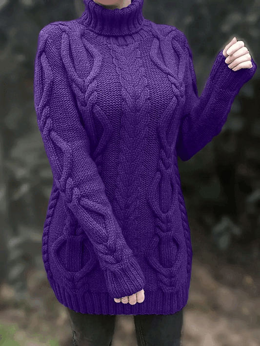 Pull-Robe À Col Roulé En Maille Torsadée Épaisse