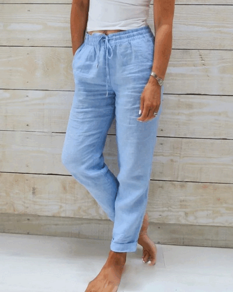 Pantalon Esteralda En Coton & Lin avec taille élastiqué