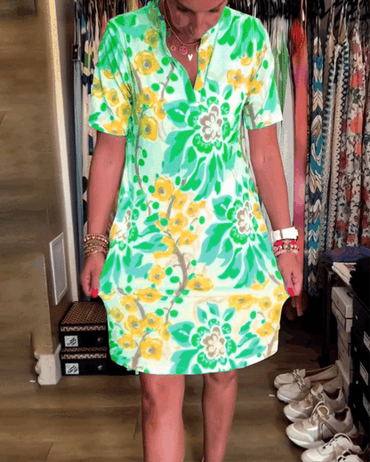 Robe À Manches Courtes Avec Imprimé Florale