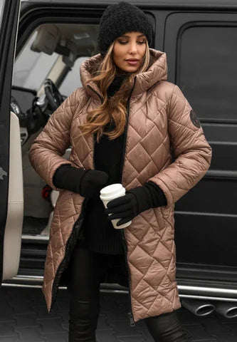 Manteau Long Matelassé Avec Capuche