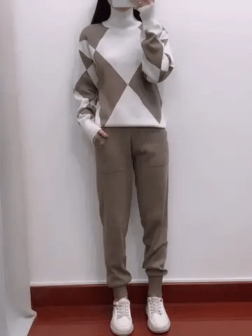 Ensemble Linz Pull & Pantalon Chaud & Décontracté