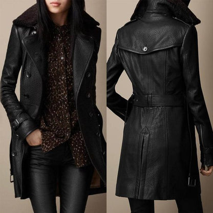 Manteau 3/4 Élégant En Cuir