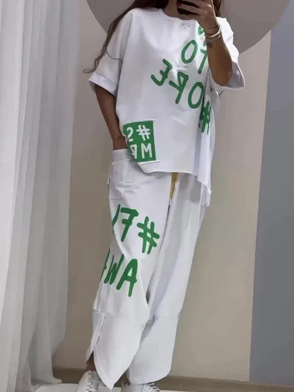 Ensemble deux pièces pour femmes: T-shirt & Pantalon Oversize