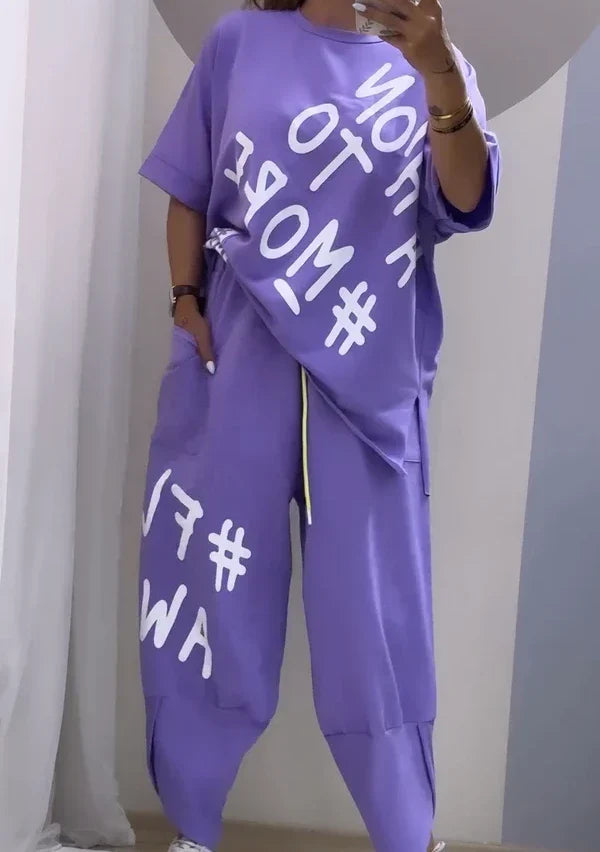 Ensemble deux pièces pour femmes: T-shirt & Pantalon Oversize