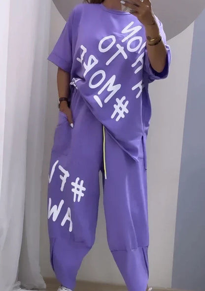 Ensemble deux pièces pour femmes: T-shirt & Pantalon Oversize