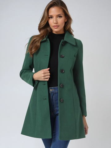 Manteau 3/4 En Laine À Boutonnage Simple